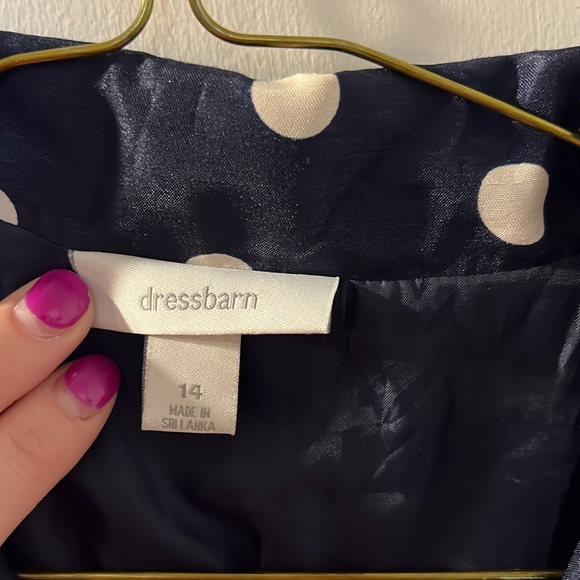 Navy polka dot dress with matching belt - Picture 2 of 4